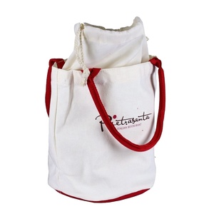 Sac fourre-tout personnalisé en toile de coton avec cordon de serrage, forme ronde cylindrique, pour cosmétiques et courses - Product Image 1
