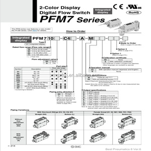 สวิตช์ควบคุมการไหลแบบดิจิตอลจอแสดงผลแบบ2สีชุด <span class=keywords><strong>PF2M7</strong></span> PF2M725-F1-B <span class=keywords><strong>SMC</strong></span> - Product Image 5