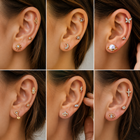 Vente en gros Bijoux de piercing corporel en Titane ASTM F136 avec Zircon, à filetage interne et système push-in, pour oreille, nez, labret, anneau de lèvre, tragus, lobe