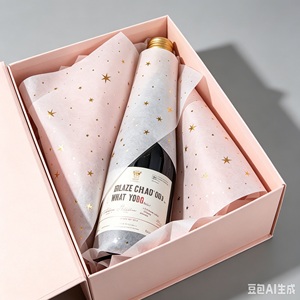 Custom Virgin Digital Printed Greaseproof Starch Coated Kraft <b>Tissue</b> <b>Paper</b> Gold Stars Food Packaging Roll 80GSM Uncoated Single - Product Image 6