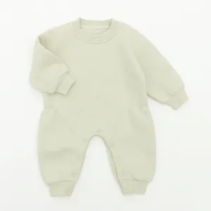 Winter Long Sleeve Jumpsuit Solid Color Baby High Quality Fleece Material Baby Soft Rompers