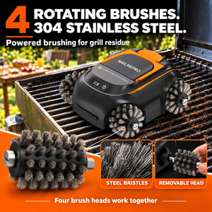 Robot de Limpieza Automático para Barbacoa, Cepillo Eléctrico Inalámbrico para Parrilla, Cuatro Cabezales Giratorios, Carga USB C, Seisentos Minutos de Autonomía - Product Image 5