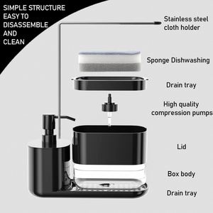 Distributeur de savon en plastique transparent à double compartiment durable, design moderne, utilisation durable pour hôpitaux, écoles, foyers, hôtels, cuisine - Product Image 3