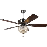 Lámpara colgante LED de lujo de oro moderno nórdico de 52 pulgadas, hierro + ventilador de techo de cristal con diseño tradicional de control remoto