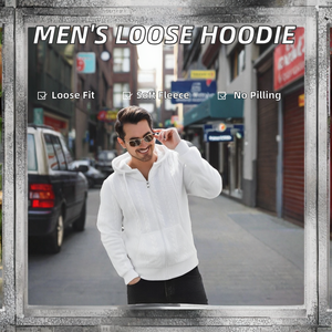 European American Men's Large Size Jacquard Hoodie Loose Fit Casual Top Long Anti-Pilling Eco-Friendly Breathable for Autumn - Product Image 2