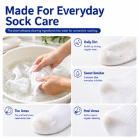 Feuilles nettoyantes pour chaussettes super concentrées écologiques, jetables, hydrosolubles, éliminateur d'odeurs doux, parfum frais, format portable et compact