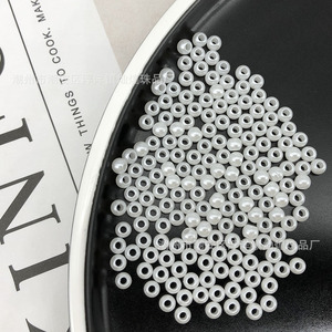 Off White Machine Embroidered <b>Beads</b> 4mm Round ABS <b>Large</b> Hole Scattered <b>Beads</b> For Garment Embroidery Durable Pearl Wholesale - Product Image 2