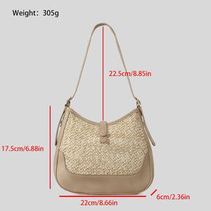 Bolso Bandolera Natural Rattan Woven Zipper Portable <strong>Bag</strong> Summer Women <strong>Cross</strong> <strong>Body</strong> <strong>Raffia</strong> <strong>Bags</strong> Girls Small Beach Handbag Straw - Product Image 2