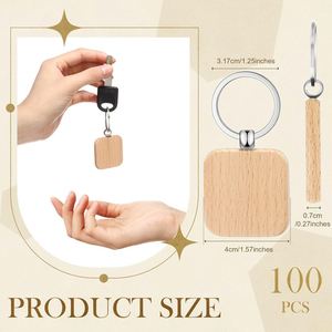 Wood Keychain Key Ring Key Tags Personalized EDC or Best <b>Gift</b> Craft Chain Unfinished Wooden Key Ring Tag for DIY <b>Gift</b> Crafts - Product Image 4