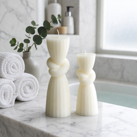 Bougie en cire de soja côtelée, style nordique minimaliste, vente en gros, parfumée, décoration d'intérieur, cadeau, finition crème mate, logo personnalisé, OEM ODM