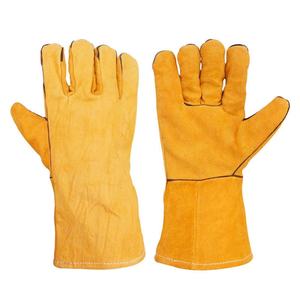 Gants de travail en cuir de vachette jaune de 10 pouces, personnalisables, de qualité supérieure, pour hommes, pour bus et camions, directement de l'usine - Product Image 4