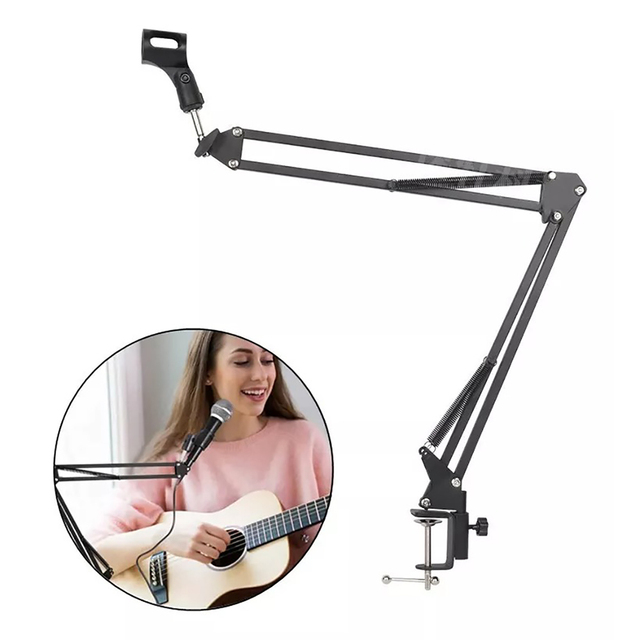 Hot Selling Black Aluminum Alloy 180 Degree Rotating Telescopic Microphone Support Arm Bracket