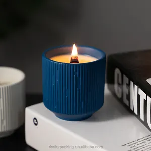 2024 New Wood Wick Candle Color Classic Ceramics Jar Scented Candle Wabi Sabi Style Aromatherapy Candle