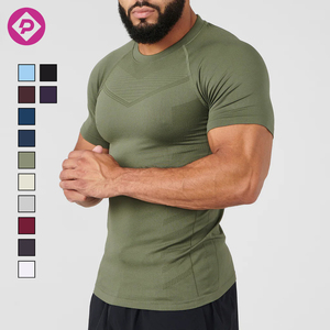 T-Shirt da Palestra a Compressione Muscolare Personalizzata da Uomo Senza Cuciture, Leggera, ad Asciugatura Rapida, per Corsa e Fitness - Product Image 1