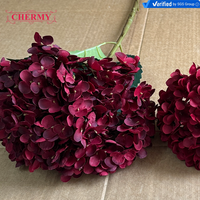Meilleures ventes : Grande fleur artificielle d'hortensia en soie bordeaux pour bouquet DIY, toile de fond de mariage, décoration d'hôtel et de maison, vente en gros