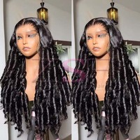 Perruques Lace Front sans colle en cheveux vierges Remy birmans bruts, densité 250%, noir naturel, ondulations lâches, bouclées, vente en gros