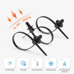 Прямая Продажа с завода, 100 шт. в упаковке, универсальные автомобильные кабельные стяжки с застежкой-молнией, держатель для стяжек с булавкой и кнопкой - Product Image 4