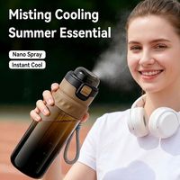 Bouteille d'eau pulvérisatrice de 750 ml avec paille, anti-fuite, pour le sport, la gym, la course, la randonnée, et shaker de fitness