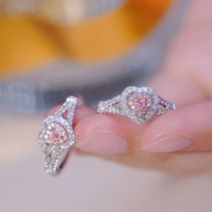 Bague en or blanc 18 carats Xinfly avec diamant rose 0,47 ct en forme de cœur, bijoux de mariage et de fiançailles AU750, style tendance en forme de bras en Y - Product Image 2