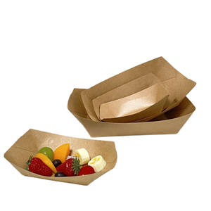 3-lb 5-lb self-colored boat shape sushi takeout box and food packaging disposable kraft natural paper tray