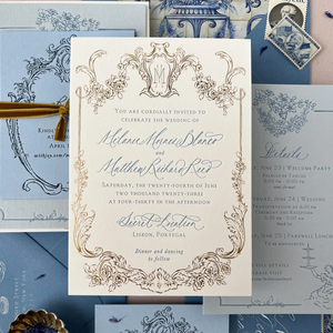 Индивидуальные высококачественные свадебные приглашения из хлопковой бумаги с тиснением и рельефным изображением, включая конверты - Product Image 5