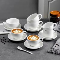 Ensemble de tasses à café et soucoupes en céramique blanche unie pour expresso, style italien nordique, en porcelaine, pour latte, thé, lait, pour le bureau