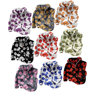 Wholesale Polar Fleece Thick <strong>Fabric</strong> Baby Girl Zipper Jacket Western Print Winter Fall Long Sleeve Kids <strong>Sherpa</strong> Tops - Product Image 4