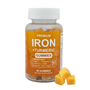 Gomitas de Hierro Premium con Cúrcuma y Vitamina C, 60 Masticables, Hierro Carbolil 18mg, Complejo B, Zinc, Selenio, Folato, Antioxidante - Product Image 1
