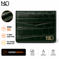Portefeuille porte-cartes en cuir gaufré crocodile vert forêt avec logo personnalisé pour homme, idéal pour les voyages d'affaires, avec rangement fin multi-fentes