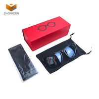 Boîte d'emballage de lunettes de soleil cadeau rouge fermée avec aimant pliant en papier rigide avec logo personnalisé avec serrure magnétique