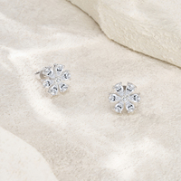 Anting-anting bunga moissanite potongan pir perak sterling 925 untuk wanita, warna D, moissanite VVS1, anting-anting salju