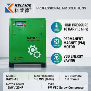 Compresseur d'air à vis à entraînement direct à aimant permanent VFD KELAIDE 4 en 1 pour découpe laser à fibre, 30HP 22KW 1.5Mpa - Product Image 5