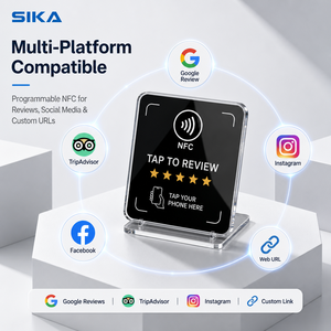 Soporte NFC SIKA para reseñas <span class=keywords><strong>de</strong></span> Google, tarjeta <span class=keywords><strong>de</strong></span> reseñas sin contacto con código QR, letrero <span class=keywords><strong>de</strong></span> reseñas sin contacto para mostrador <span class=keywords><strong>de</strong></span> <span class=keywords><strong>restaurante</strong></span>, cafetería, salón, comercio minorista - Product Image 1