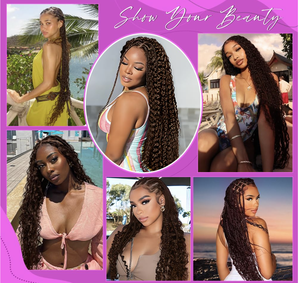 Cheveux humains en gros, tressés, style bohème, ondulés profonds, effet vague d'eau, double trame pour extensions de cheveux - Product Image 4