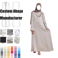 Abaya en Nida Satin Lin Sur Mesure avec Poches et Fermeture Éclair au Dos, Nouvelle Collection Modeste Élégante de Luxe pour Femmes Musulmanes, Vêtement Islamique, Abaya en Gros