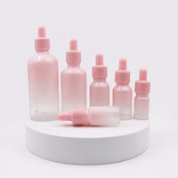 Flacon compte gouttes en verre, rond, 10ml, 1oz, 100ml, 1 pièce, dégradé rose, pour emballage d'huile essentielle, 30ml, 50ml