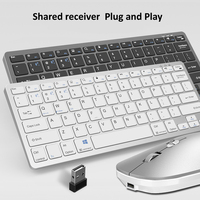 Ensemble clavier et souris sans fil 2,4 G BT rechargeable, mini clavier multimédia pour ordinateur portable PC