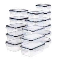 16 boîtes de conservation alimentaire rectangulaires en PP avec couvercles - Étanches, compatibles lave-vaisselle et micro-ondes, sans BPA, moulées par injection