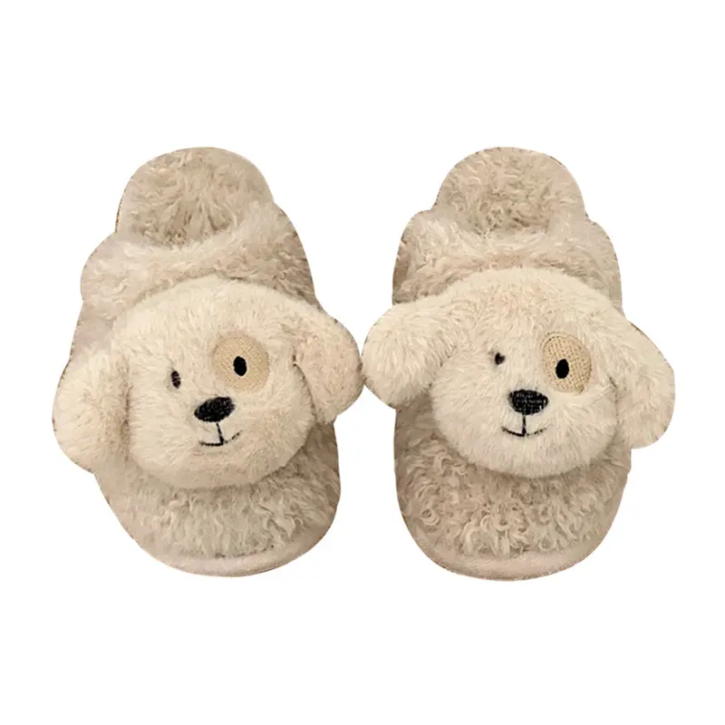 Xixitiao Indoor Slippers Katoen Winterhuis Vrouwen Dier 2023 Pluizig Pluche Met Honden Big Eye Hondenbont Faux Shearling Slippers