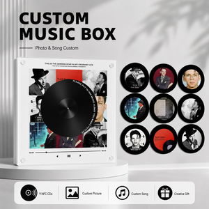 Caja de Música Acrílica NFC Personalizada de Frank <span class=keywords><strong>Sinatra</strong></span>, Marco de Fotos Personalizado, Tocadiscos con 9 Discos Intercambiables, Recuerdo con Foto y Canción, Regalo - Product Image 1
