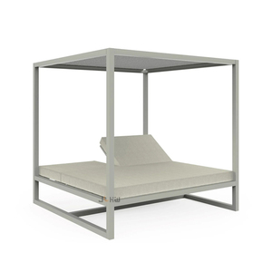 Lit de repos de luxe pour hôtel-resort et villa, avec auvent extérieur, structure en aluminium, rideaux, dossier réglable, durable - Product Image 3