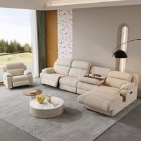 Ensemble Canapé d'Angle Multifonctionnel de Luxe en Cuir PU avec Table Basse et Fonction Relax Électrique Intelligente