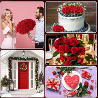 Bunga Mawar Buatan Mewah untuk Pengantin, Sentuhan Asli, Warna Putih Merah Muda Beludru, Buket Bunga, Hiasan Tengah, Hari Valentine, Buatan Tangan, Klasik