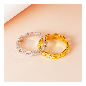 Popular Fashion 925 Sterling <strong>Silver</strong> <strong>Eternity</strong> <strong>Rings</strong> Gold Plated Zircon Inlaid Cross Chain Shape Stackable <strong>Rings</strong> Unisex - Product Image 2