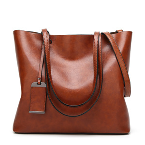 Sacs à main en cuir ciré à l'huile de <span class=keywords><strong>cognac</strong></span> avec logo personnalisé pour femmes, <span class=keywords><strong>sac</strong></span> fourre-tout de luxe de créateur, <span class=keywords><strong>sac</strong></span> à bandoulière tendance de grande capacité pour cadeau - Product Image 3