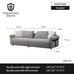 Set di Divani Componibili Moderni Quadrati in Tessuto Ecologico con Imbottitura in Spugna, Design Confortevole di Alta Qualità, Tre Posti per <span class=keywords><strong>Soggiorno</strong></span> - Product Image 5