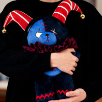 Peluche personnalisée de luxe, ours clown gothique sombre, jouet en peluche personnalisable, poupée en peluche cousue