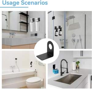 Dispensador de Jabón Líquido Autoadhesivo para Montar en la Pared, Soporte de Acero Inoxidable para Dispensador de Champú, Soporte para Botella de Jabón - Product Image 2