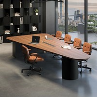 Table de conférence en bois massif HYZ-202X, bureau moderne minimaliste incurvé, forme alien, luxe léger, coins arrondis créatifs