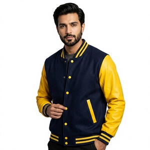 Veste universitaire classique pour homme sur mesure, style streetwear, en polyester-coton, doublure en toile, respirante, coupe-vent, ourlet côtelé - Product Image 1